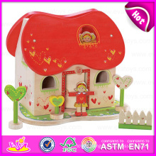 2015 Modern Kindergarten Fashion Mini Wooden Doll House, Fashion Kid 3D DIY Mini Doll House, Deluxe Wooden Mini Doll House W06A112